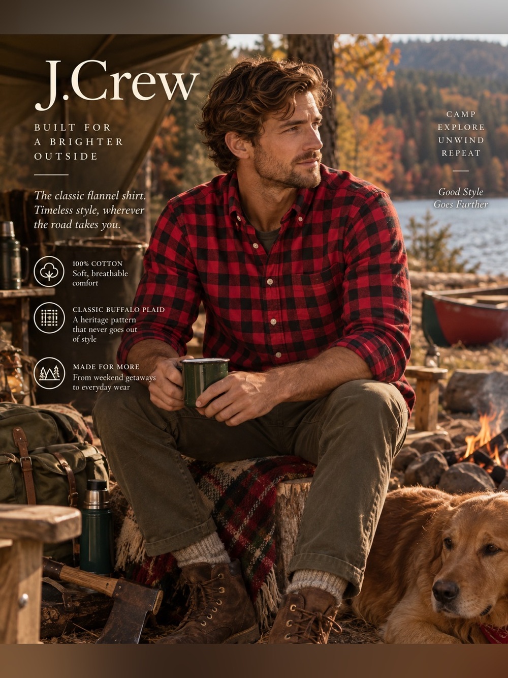 J. Crew Men's Red Buffalo Plaid Flannel Shirt